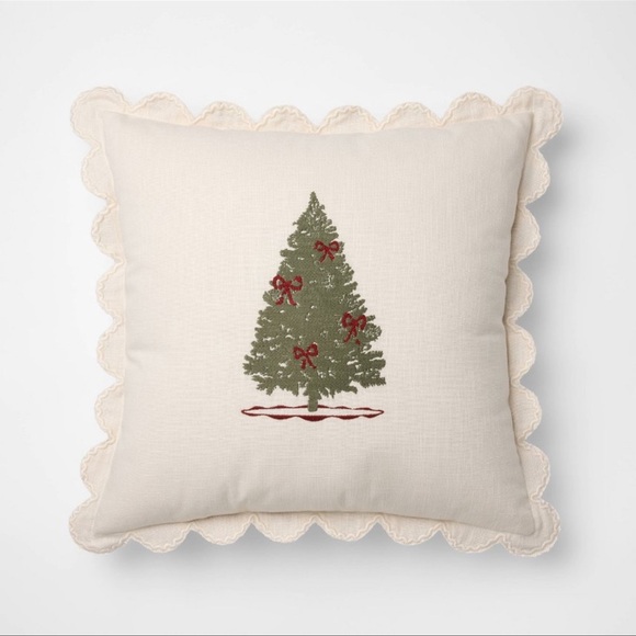 20x20” Embroidered Tree & Scalloped Edge Pillow Cream— Studio McGee - Picture 1 of 4